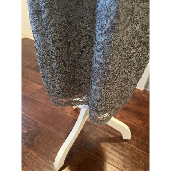 Adrianna Papell Dress Size 12 Grayish-Sage Green w/Gold Shimmer Lace Overlay - Picture 4 of 10